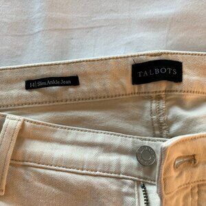 Talbots Slim Ankle Jean, Cream/Off-White, Size 14